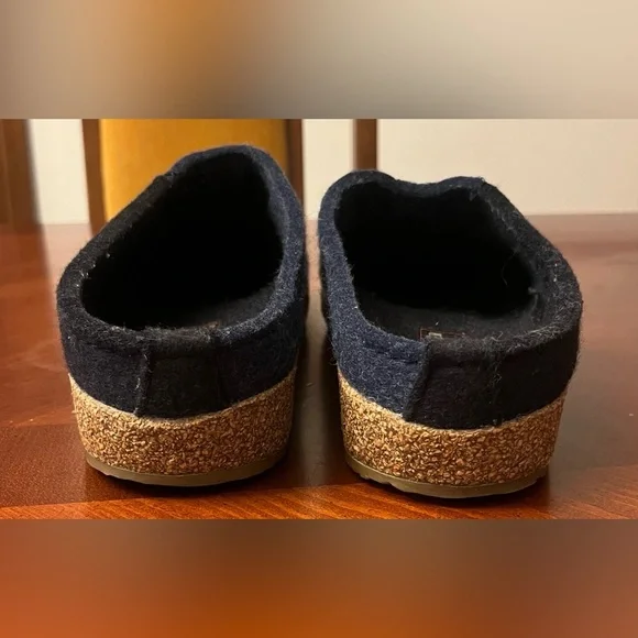 NWOT Haflinger Magic Wool Felt clog slippers 40 navy blue 100% wool - Picture 8 of 8